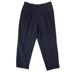 VTG Ben Silver Nick Hilton Mens 34x27.5 Green Blackwatch Plaid Wool Dress Pants‎